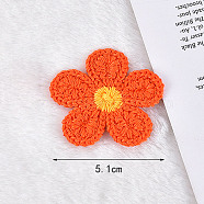 Ornament Accessories, Polyester Computerized Embroidery Cloth Iron On/Sew On Patches, Appliques, Flower, Orange Red, 51mm(DIY-WH0016-82B)