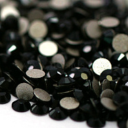 Glass Flat Back Rhinestone, Grade A, Back Plated, Faceted, Half Round, Jet, 4.6~4.8mm, about 1440pcs/bag(RGLA-C002-SS20-280)