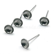 304 Stainless Steel Stud Earring Findings, Stainless Steel Color, 13x6mm, Pin: 0.7mm(STAS-E024-6)