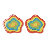 Opaque Acrylic Pendants, Flower, Colorful, 37x40x2mm, Hole: 1.6mm(BACR-D002-02)