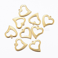 201 Stainless Steel Open Heart Charms, Cut-Out, Hollow, Golden, 15.5x15x1mm, Hole: 1mm(STAS-H557-23G)