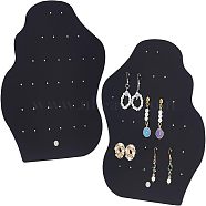 Acrylic Earring Display Stands, with Platinum Tone Iron Findings, Polygon, Black, 19.2x7x20.8cm, Hole: 2~4.5mm(EDIS-WH0006-28A)