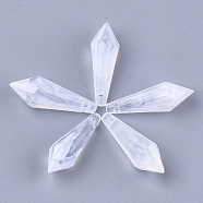 Acrylic Pointed Pendants, Imitation Gemstone Style, Faceted, Bullet, White, 31x10x10mm, Hole: 1.5mm(X-OACR-S028-012B)