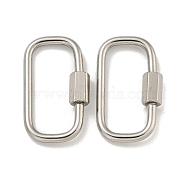 304 Stainless Steel Screw Carabiner Lock Charms, for Necklaces Making, Oval, 25x13x2mm(STAS-C092-05H-P)