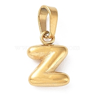 316L Surgical Stainless Steel Charms, Letter Charm, Golden, Letter Z, 10x6x2.5mm, Hole: 2.5x4.5mm(STAS-G315-01G-Z)