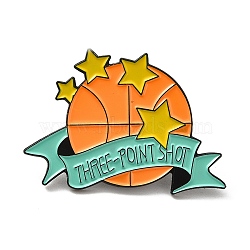 Basketball Enamel Pins, Black Alloy Badge for Women, Word Three-point Shot, 31x30x1.5mm(JEWB-K016-05A-EB)