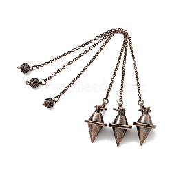 Brass Cable Chain Pointed Dowsing Pendulums, with Alloy Lobster Claw Clasps, Cadmium Free & Lead Free, Bicone, Red Copper, 210~235mm, Hole: 1.5mm(HJEW-D004-04R)
