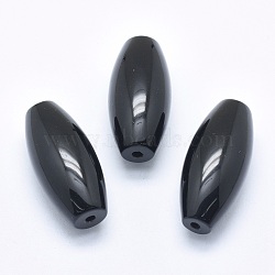 Natural Obsidian Beads, Half Drilled, Rice, 42.5~44x19~20mm, Hole: 3mm(G-P384-T22)
