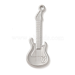 304 Stainless Steel Pendants, Guitar Charm, Stainless Steel Color, 41.5x14.5x1.5mm, Hole: 2mm(STAS-C110-10P)