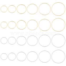 24Pcs 12 Style Brass Linking Rings, Long-Lasting Plated, Round Ring, Real 24K Gold & 925 Sterling Silver Plated, 22~45x1mm, Inner Diameter: 20~43mm, 2pcs/style(KK-BC0009-49)