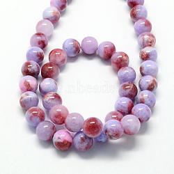 Natural Dyed Persian Jade Gemstone Bead Strands, Round, Medium Purple, 6mm, Hole: 1mm, about 66pcs/strand, 15.7 inch(G-R271-6mm-XP22)