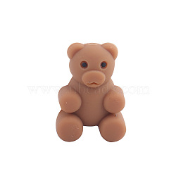 Silicone Beads, Cartoon Animal Bear, Tan, 29x22x13mm, Hole: 2mm(SIL-S005-01G)