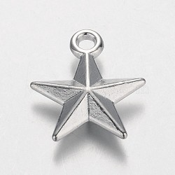 Tibetan Style Alloy Pendants, Cadmium Free & Lead Free, Star, Silver Color Plated, 16x14x4mm, Hole: 2mm(TIBE-ZN61909-S-LF)