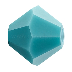 Preciosa&reg Crystal Beads, Czech Crystal, Bicone(451 69 302 Rondelle), 63030 Turquoise, 6mm, Hole: 1mm(X-PRC-BA6-63030)