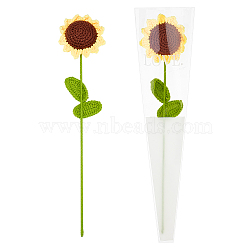 Cotton Knitting Artificial Flower, Ornament Accessories, with Package Bag, Sunflower, Yellow, 430mm(AJEW-WH0013-50)