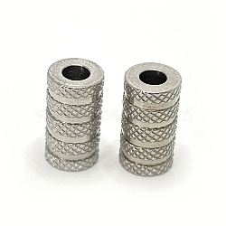 304 Stainless Steel Tube Beads, Grooved, Column, Stainless Steel Color, 11x6mm, Hole: 3mm(X-STAS-G161-11P)