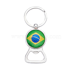 Alloy Keychain, Bottle Opener/Can Opener with Flag Pattern, Colorful, 81~82mm(KEYC-TA0002-06)