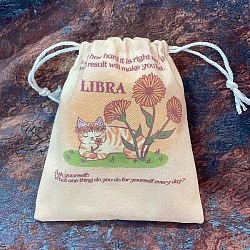 Tarot Card Storage Bag, Canvas Cloth Tarot Drawstring Bags, Rectangle with Constellation Pattern, Libra, 18x13cm(ZODI-PW0001-092-A13)