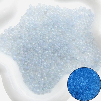 Luminous Transparent Glass Beads, No Hole Beads, Round, Light Steel Blue, 2~2.5mm