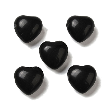 Natural Black Obsidian Beads, Heart, 14.5~15x14.5~15x8.5mm, Hole: 1.5mm