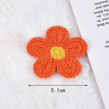 Ornament Accessories, Polyester Computerized Embroidery Cloth Iron On/Sew On Patches, Appliques, Flower, Orange Red, 51mm