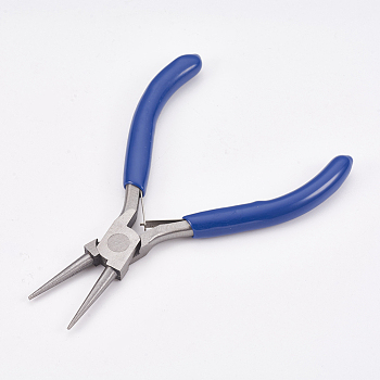 45# Carbon Steel Round Nose Pliers, Hand Tools, Polishing, Royal Blue, 12x8.2x0.9cm