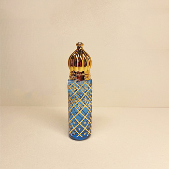 Arabian Style Glass Roller Ball Bottles, Essential Oil Refillable Bottle, for Personal Care, Steel Blue, 2x7.9cm, Capacity: 6ml(0.20fl. oz)