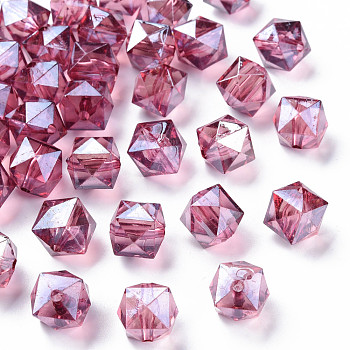 Transparent Acrylic Beads, Faceted, Rhombus, Medium Orchid, 13x14x13.5mm, Hole: 2mm, about 346pcs/500g
