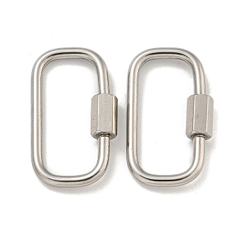 304 Stainless Steel Screw Carabiner Lock Charms, for Necklaces Making, Oval, 25x13x2mm
