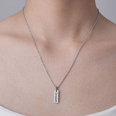 201 Stainless Steel Word Dream Pendant Necklace(NJEW-OY001-51)-2