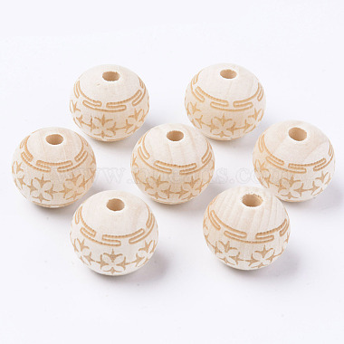 Antique White Round Wood European Beads