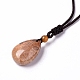 Dyed Natural Fossil Coral Teardrop Pendant Necklace with Nylon Cord for Women(NJEW-C002-04)-3