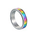 Rainbow Color Pride Flag Enamel Rectangle Rotating Ring(RABO-PW0001-038G)-1