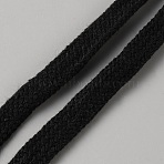 Flat Double Layer Cotton Braided Cord, Hollow, Black, 10x1.7mm(OCOR-WH0063-115A)