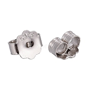 925 Sterling Silver Ear Nuts, Carved 925, Platinum, 5x6x3mm, Hole: 0.8mm(STER-K167-039P)