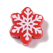 Opaque Christmas Theme Resin Cabochons, Snowflake, 13x11.5x4.5mm(RESI-H162-06F)