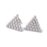 304 Stainless Steel Triangle Stud Earrings for Women, Stainless Steel Color, 16x18mm, Pin: 0.6mm(EJEW-E199-18P)
