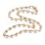 304 Stainless Steel Chain Necklaces, with Lobster Claw Clasps, Ion Plating (IP), Oval, Golden, 17.7 inch(45cm)(STAS-P164-03G)