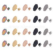 DICOSMETIC 20Pcs 5 Color 304 Stainless Steel Stud Earring Finding, with Vertical Loops, Flower, Mixed Color, 15x15mm, Hole: 2.5mm, Pin: 0.9mm, 4Pcs/color(STAS-DC0013-05)