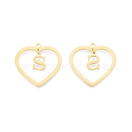 201 Stainless Steel Pendants, Hollow, Heart with Letter A~Z, Real 18K Gold Plated, Letter.S, 29x29.5x1mm, Hole: 2mm, A~Z: 12x8~10.5x1mm(STAS-N090-LA894-S-G)