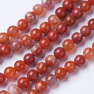 Natural Agate Beads Strands, Dyed & Heated, Grade A, Round, Chocolate, 6mm, Hole: 1mm, about 62pcs/strand, 14.9 inch(38cm)(G-G754-06-6mm)