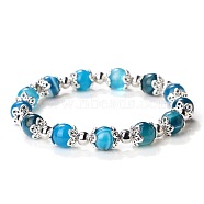 Natural Banded Agate Dyed Round Beaded Stretch Bracelets for Women(JT2459-8)