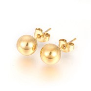 304 Stainless Steel Stud Earrings, Hypoallergenic Earrings, Round, Golden, 18.5x7.5mm, Pin: 0.7mm(EJEW-E244-B01-G)