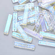 Transparent Glass Links connectors, AB Color Plated, Rectangle, Clear AB, 30x7x3mm, Hole: 1.2mm(X-GLAA-S190-008C-01)