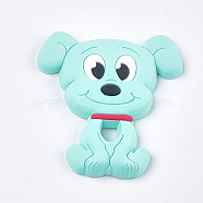 Food Grade Eco-Friendly Silicone Puppy Beads, Chewing Beads For Teethers, DIY Nursing Necklaces Making, Beagle Dog, Pale Turquoise, 90~91x81x12mm(SIL-T052-07A)