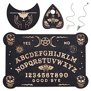 Witch Craft Sets, including Wooden Pendulum Board, Crystal Ball & Tarot Card Holder, Natural Rose Quartz & Green Aventurine Dowsing Pendant, Skull Pattern, 5pcs/bag(DIY-CN0002-32)
