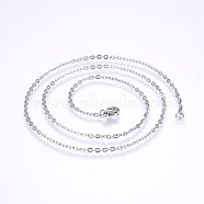 304 Stainless Steel Cable Chains Necklaces, with Lobster Claw Clasps, Stainless Steel Color, 18.1 inch(46cm), 2mm(NJEW-F221-03P)