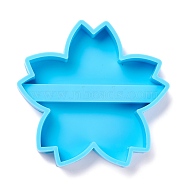Flower DIY Mobile Phone Support Silicone Molds, Resin Casting Molds, For UV Resin, Epoxy Resin Jewelry Making, Deep Sky Blue, 105x105x16mm, Inner Diameter: 91x42mm, 79x42mm(DIY-C028-05)