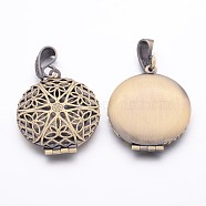 Brass Diffuser Locket Pendants, Picture Frame Charms for Necklace, Lead Free & Nickel Free, Antique Bronze Color, about 27mm wide, 42.5mm long, hole: 4mm(X-ECF126-LFAB)