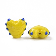 Handmade Lampwork Beads, Bumpy, Heart, Yellow, 15.5x17x8mm, Hole: 1.4~1.6mm(LAMP-C004-04C)
